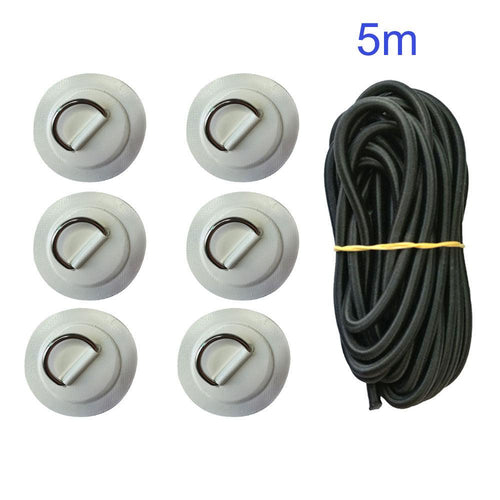 6 Pack PVC Patch & Stainless Steel Paddle Board D Ring - 